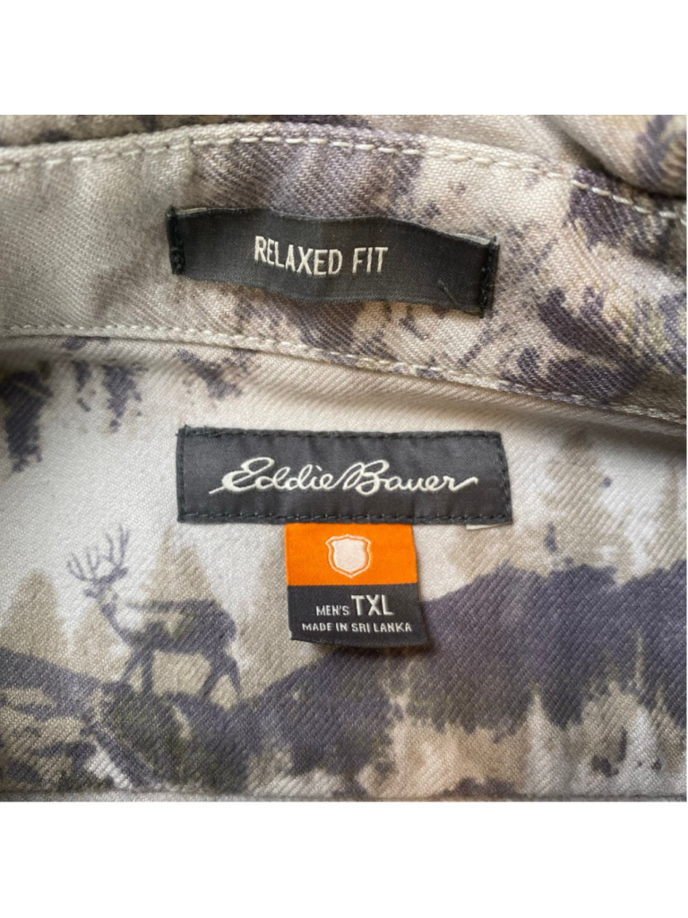 Eddie Bauer Shirt Mens TXL Button Up Allover Print Outdoors Heritage Gorpcore - Picture 3 of 16